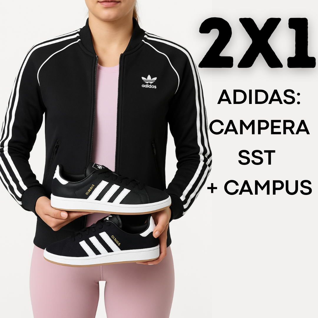2X1 ADIDAS: CAMPERA SST + ZAPATILLAS CAMPUS