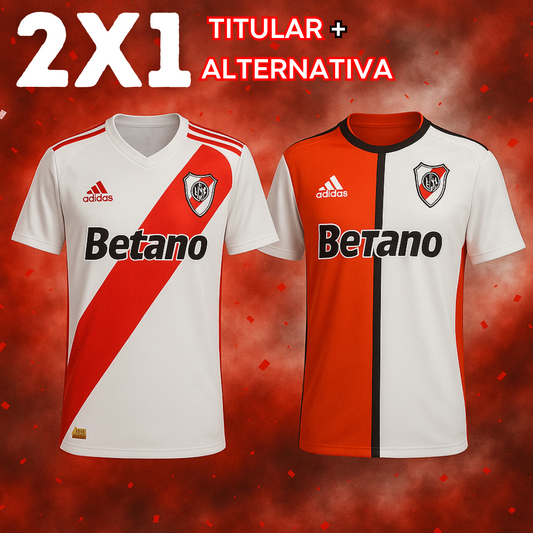2X1 CAMISETA DE RIVER - TITULAR + SUPLENTE